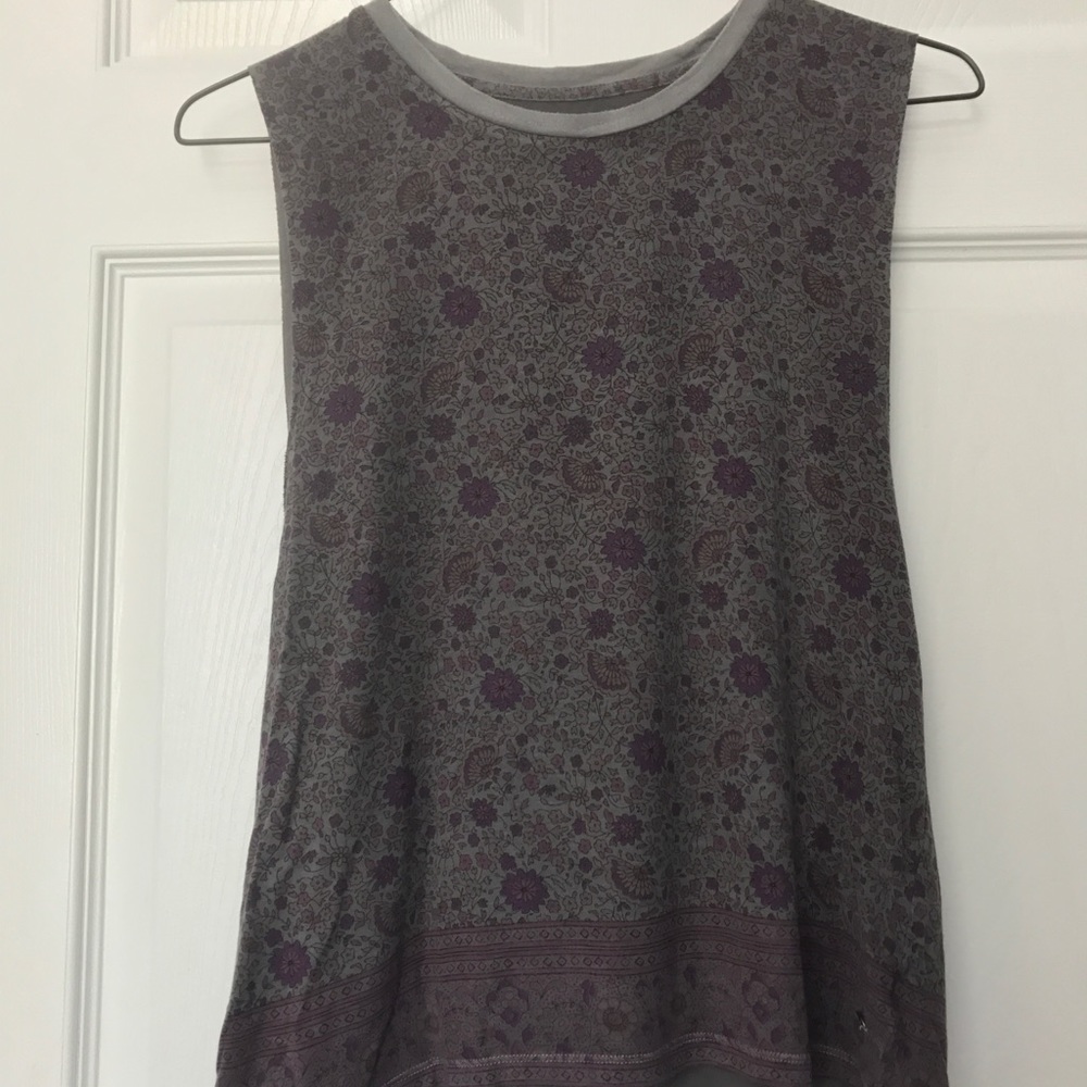 Gray Floral Tank Top