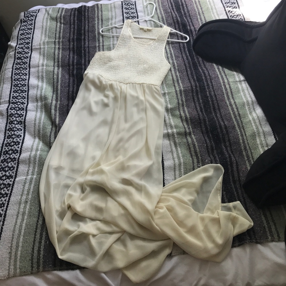 Cream Silky Racerback Maxi Dress