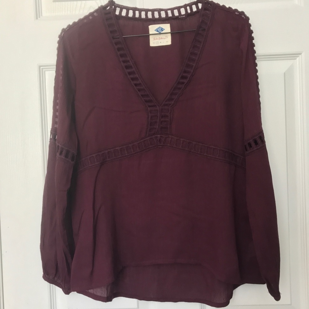 Maroon Peasant Top
