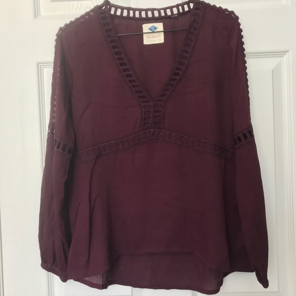 Maroon Peasant Top - Picture 1 of 3