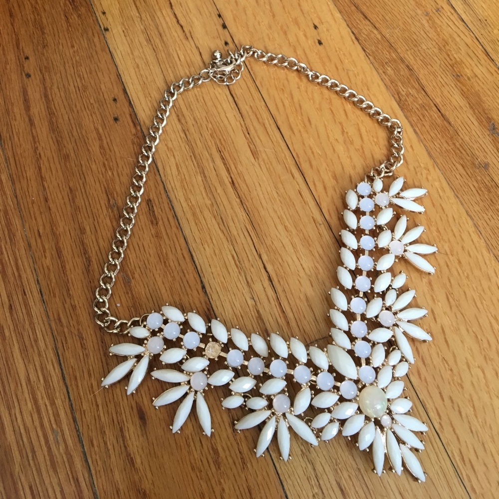 White Stone Statement Necklace