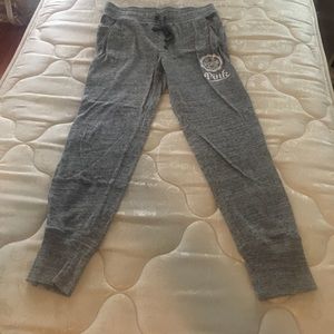 Gray Victoria's Secret Pink jogger sweatpants.