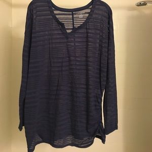 NWOT Lane Bryant Navy Sheer Striped Shirt 22/24