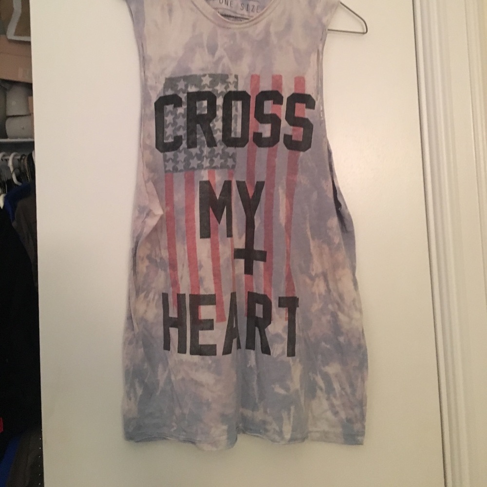 Distressed "Cross my heart" tank top!