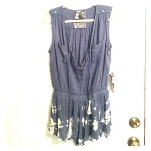 Blue and White tie dye Romper