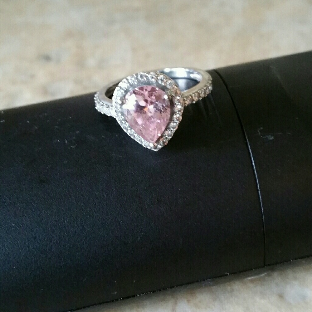 Ring size 61/2-7 pink heart sapphire, sterling