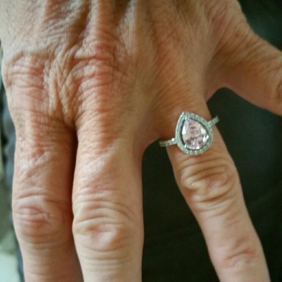 Ring size 61/2-7 pink heart sapphire, sterling - Picture 2 of 2