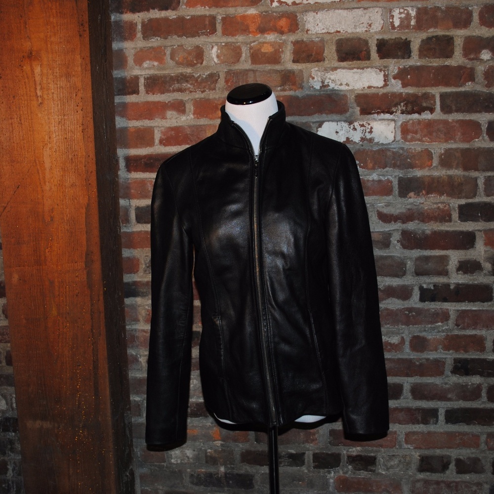 !ON SALE! Cole Han Black Leather Jacket Size S