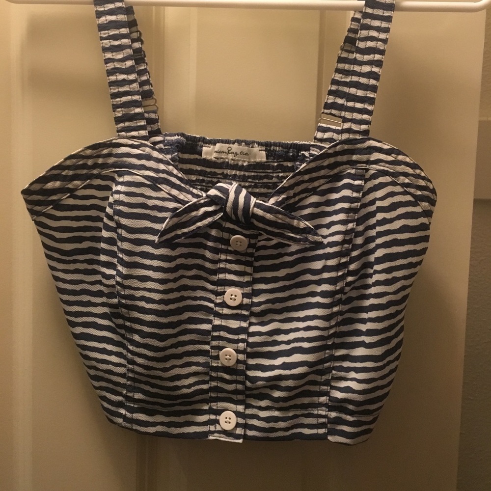 Crop Top Tank Blue and White Strips