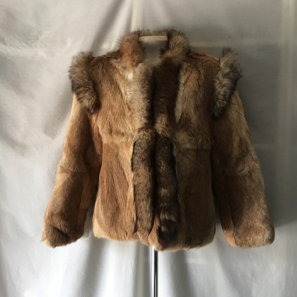 Niki Luxurious Fox Trim Rabbit Fur Jacket Size S
