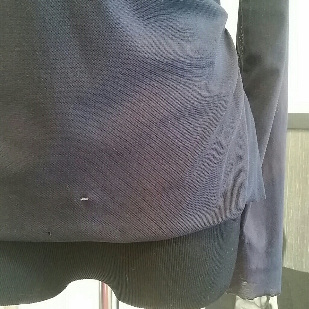 Black Mesh Drape Neck Blouse. Sz S/M (AML) - Picture 7 of 8
