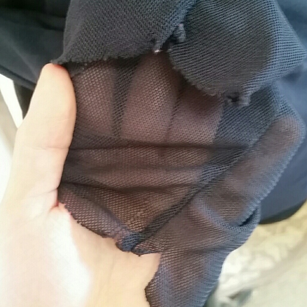 Black Mesh Drape Neck Blouse. Sz S/M (AML) - Picture 8 of 8