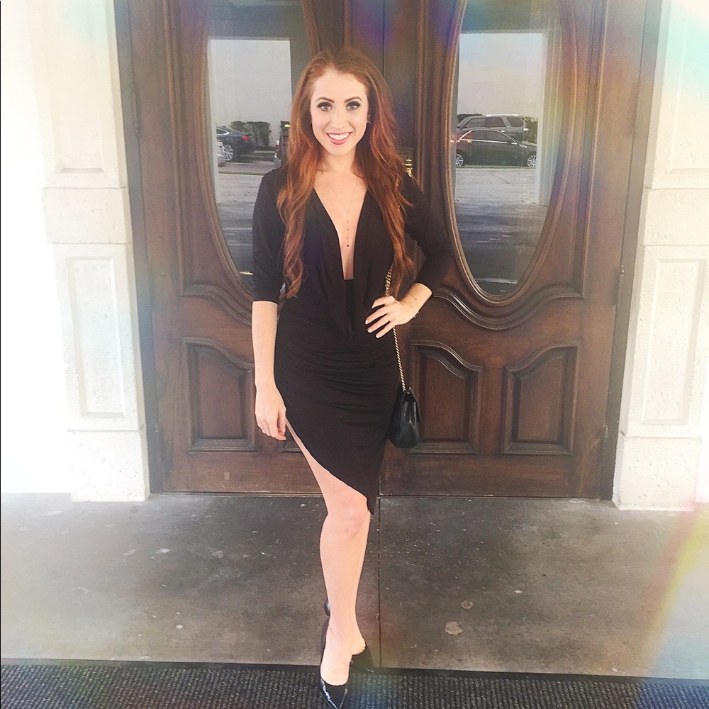 Sexy low cut Black Mini Dress NYE