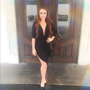 Sexy low cut Black Mini Dress NYE