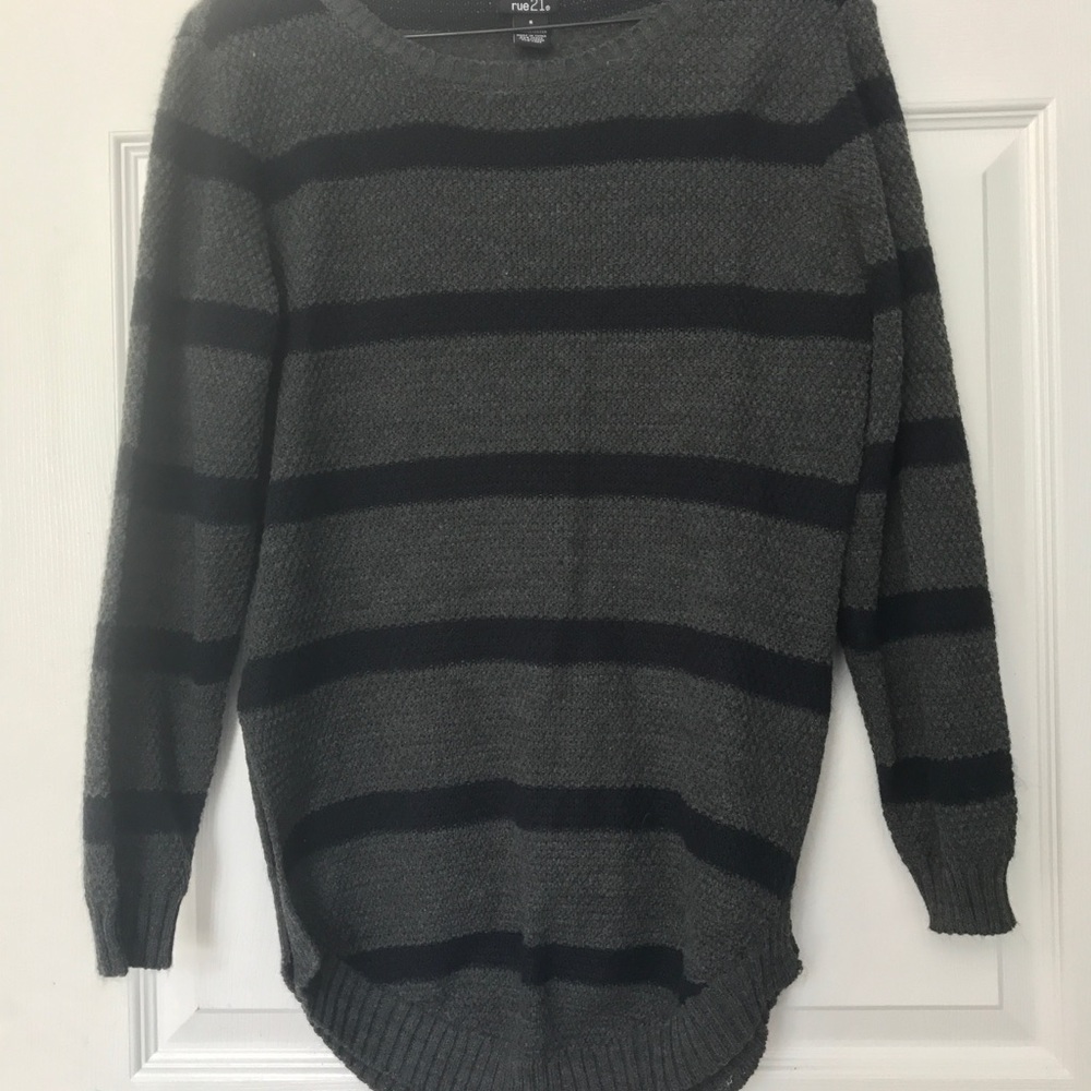 Gray and Blue Striped Sweater