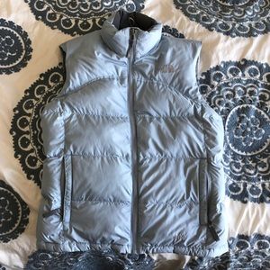 Light Blue North Face Puffy Vest.