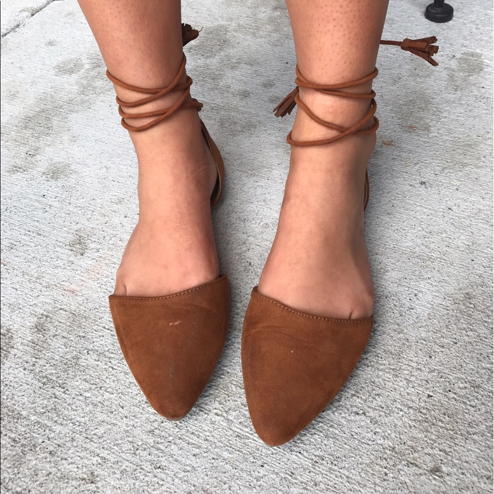 Brown Lace Up Flats