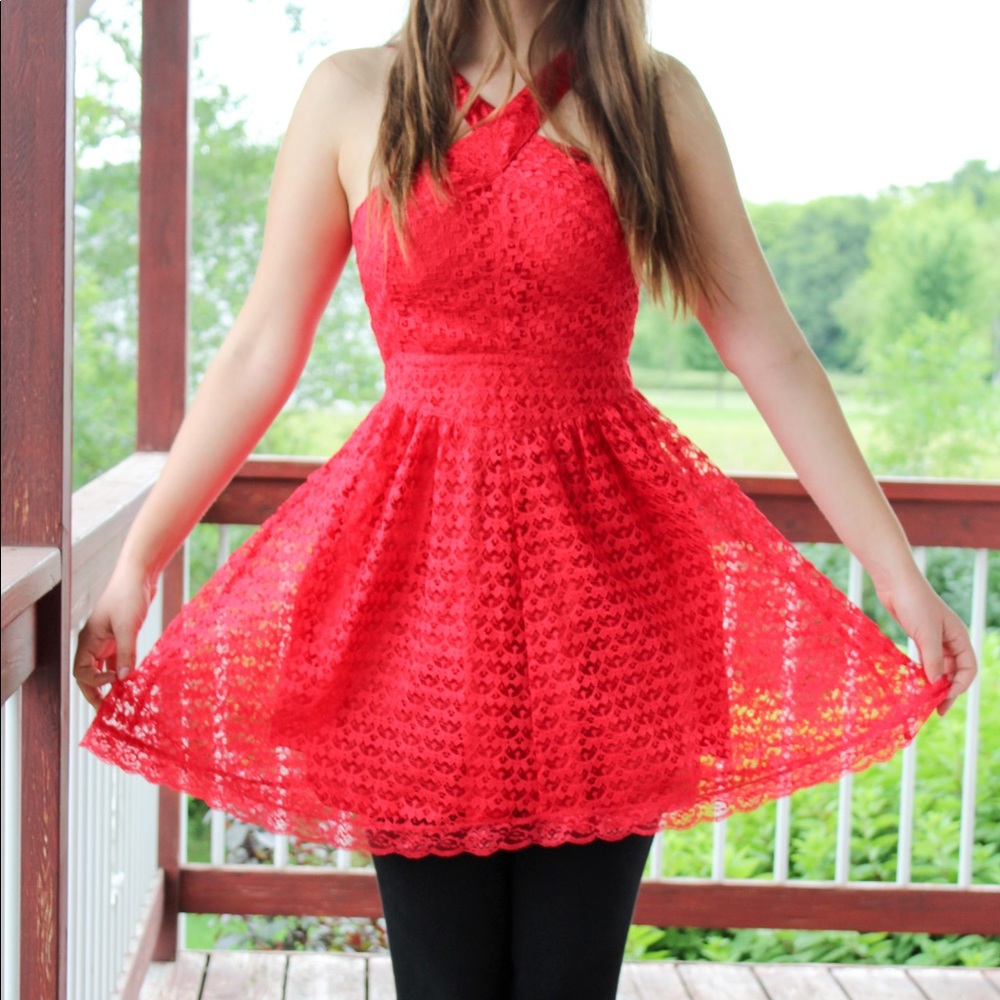 Cute red lace dress