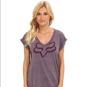 Fox Racing Women Clouded Vneck Tee Roll Sleeves