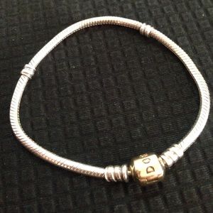 Pandora silver bracelet gold clasp 7.1" (18 cm)