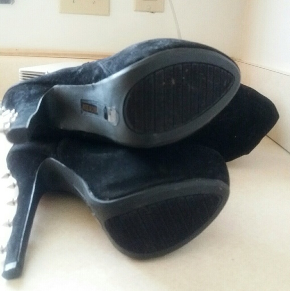 Studded heeled boots (velvet) 7.5 - Picture 3 of 4