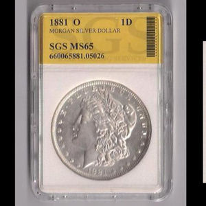 1881- O Morgan Silver Dollar Graded MS65
