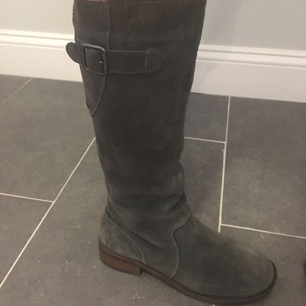 Grey suede tall boots
