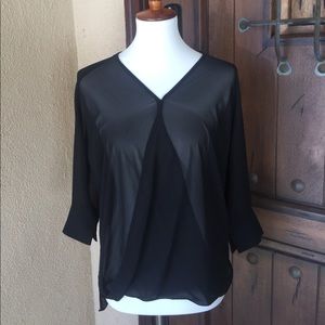 Black Chiffon Drape Blouse