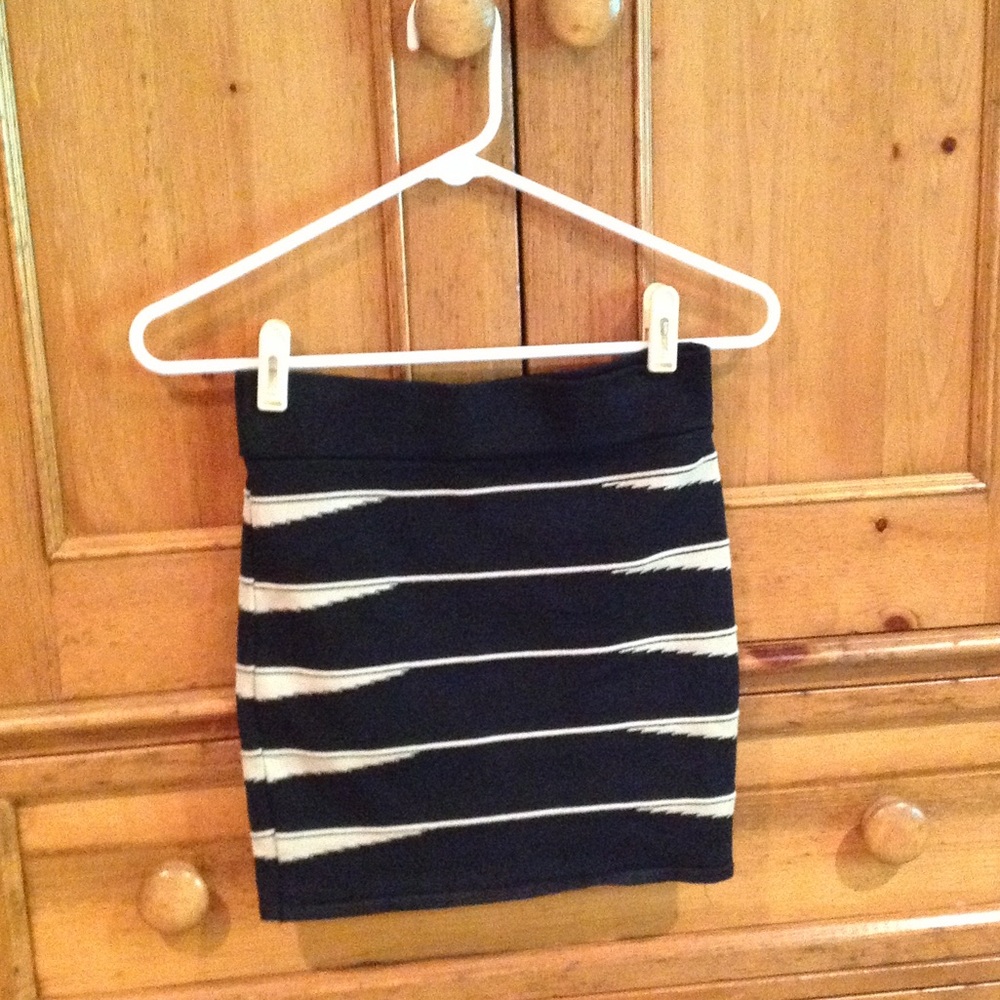 Black & beige Striped Mini Skirt