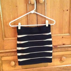 Black & beige Striped Mini Skirt