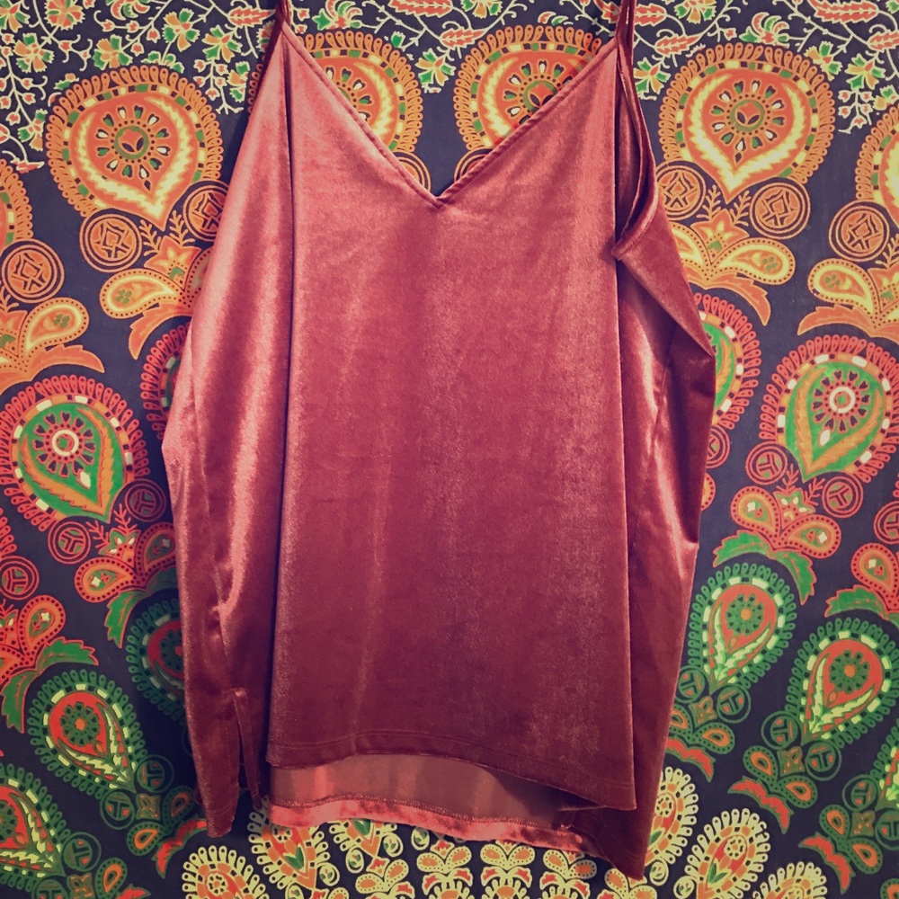 Red Faux Velvet/Suede Tank Top