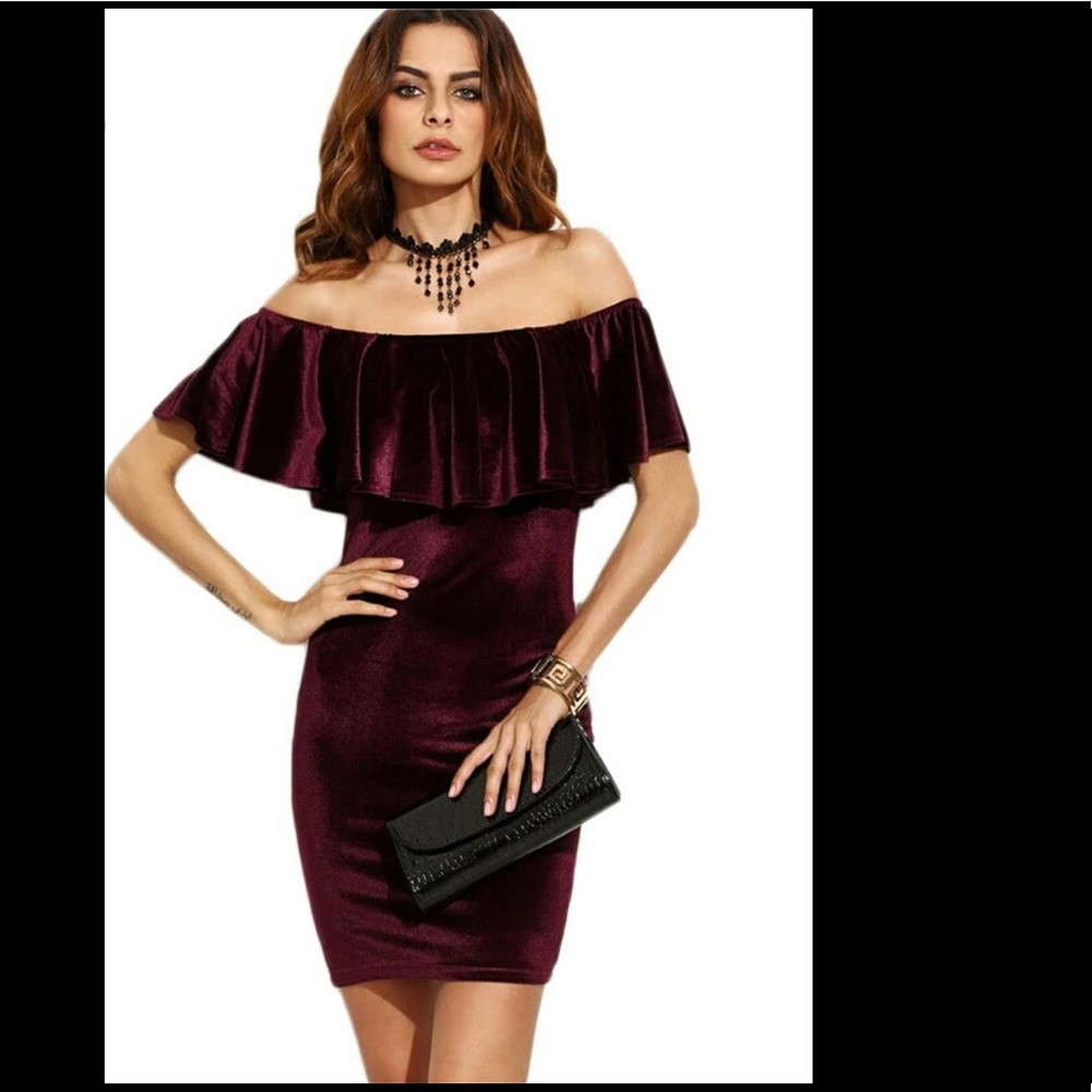 ❤️Shoulder off velvet bodycon sexy dress❤️