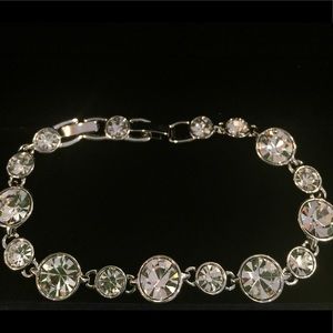 Silver Swarovski Clear Crystal Bracelet W/extender