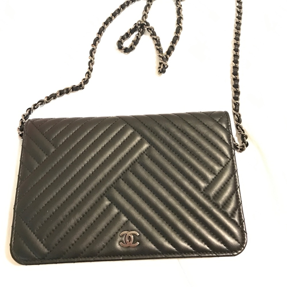 Authentic Chanel Black Lambskin WOC