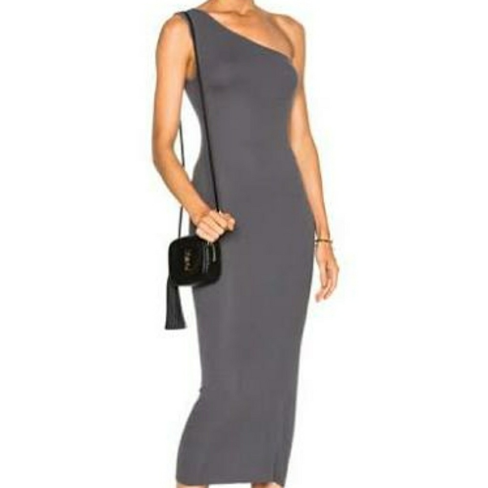Enza Costa rib one shoulder midi dress