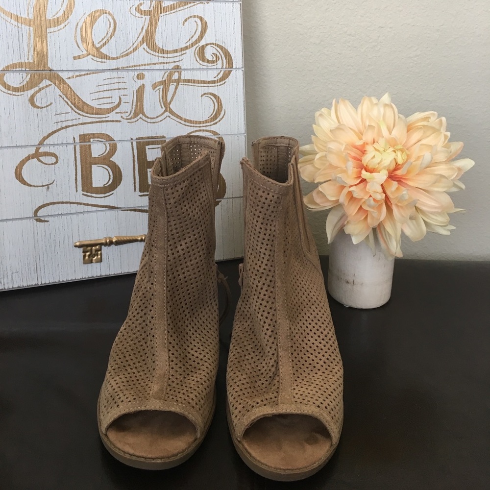 Peep toe booties