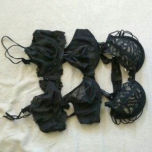 Random Set of Bras 34B - Black Transparent Lace