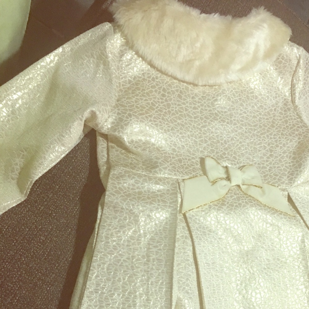 TULLE DRESS W/ PAIRED CHRISTMAS COAT-IVORY/GOLD