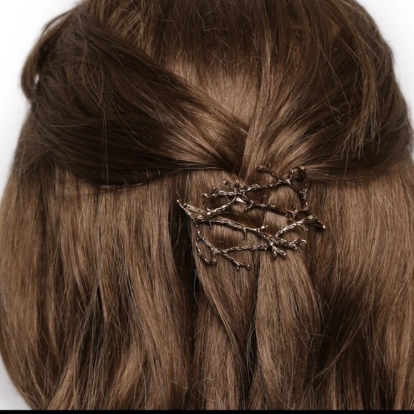 Set of (2) Silver Toned Tree Branch Hair Pins - Picture 2 of 4