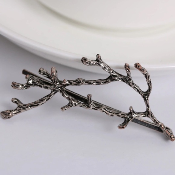 Set of (2) Silver Toned Tree Branch Hair Pins - Picture 3 of 4