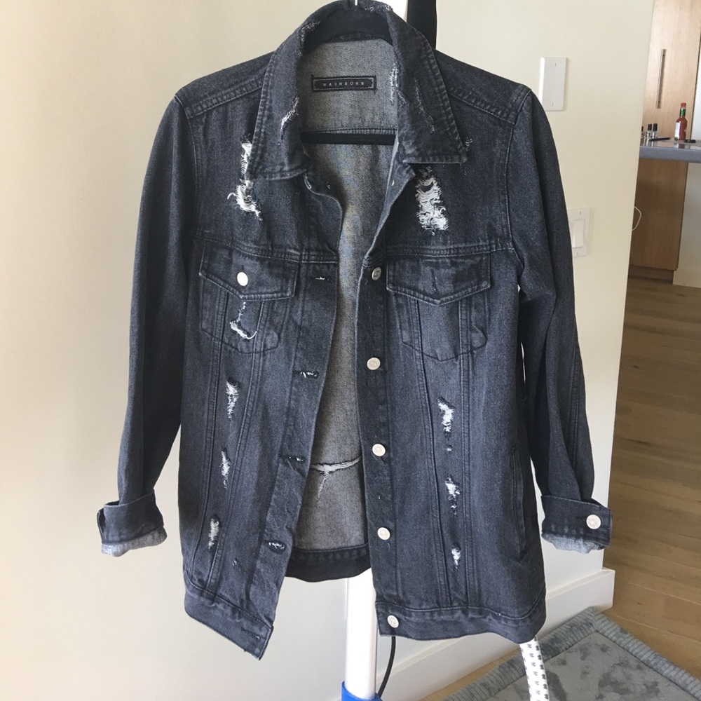 Nasty Gal Vintage Washed Black Denim Jacket