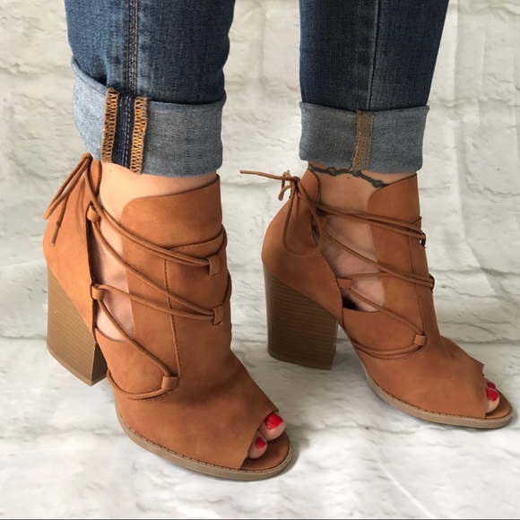 sale✔️Camel Peep Toe Bootie - Picture 3 of 5