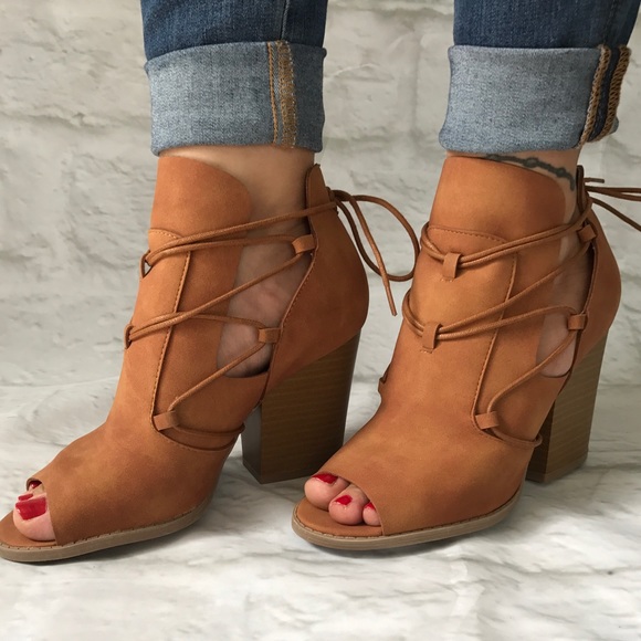 sale✔️Camel Peep Toe Bootie - Picture 5 of 5