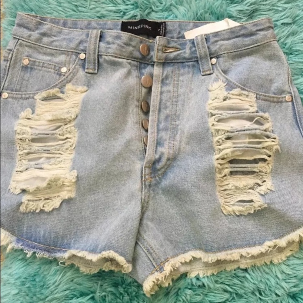 MINKPINK exposed slasher flick shorts, small