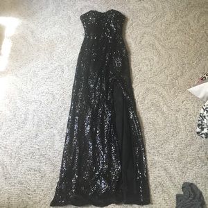 Black sequined prom dress