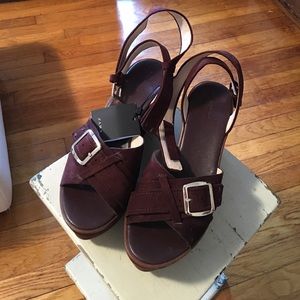 Brown Suede Platform Sandals