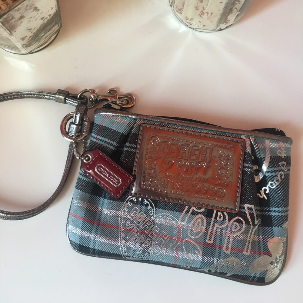 Blue plaid Coach wallet
