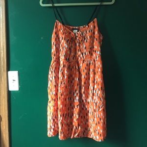 Orange Mini Print Dress w/ Pockets