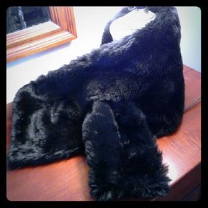 Faux fur pull thru scarf