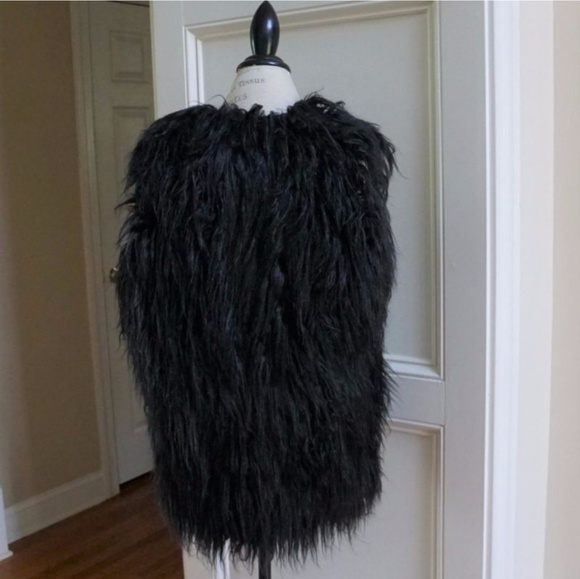 HAUTE MESS Tunic length Shaggy faux fur vest black - Picture 7 of 8